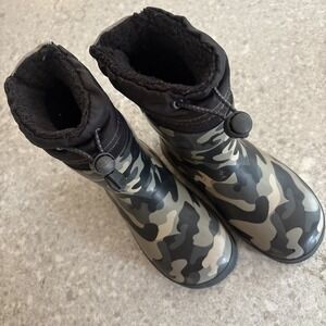 Western Chief Waterproof Rain Boots Youth Size 11/12 Sherpa Lined Camouflage